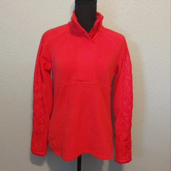 Athleta Vortex Halfzip Fleece Quilted Pullover Sweater Neon Pink Athleisure - Picture 5 of 12